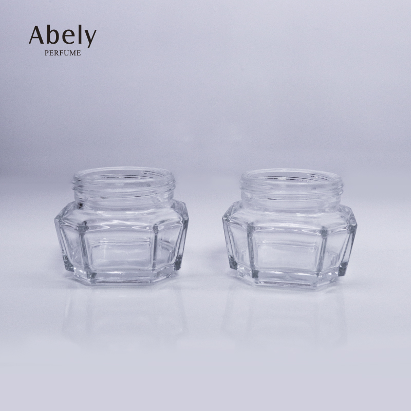 Wholesale Custom Round Clear Glass Cream Jar Hexagon Glass Jars For Cosmetic Packaging