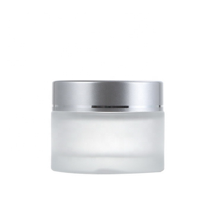 Wholesale Custom Silver Lid 10g Cream Jar Frosted Glass Clear Cosmetic Container
