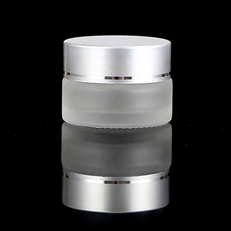 Wholesale Custom Silver Lid 10g Cream Jar Frosted Glass Clear Cosmetic Container