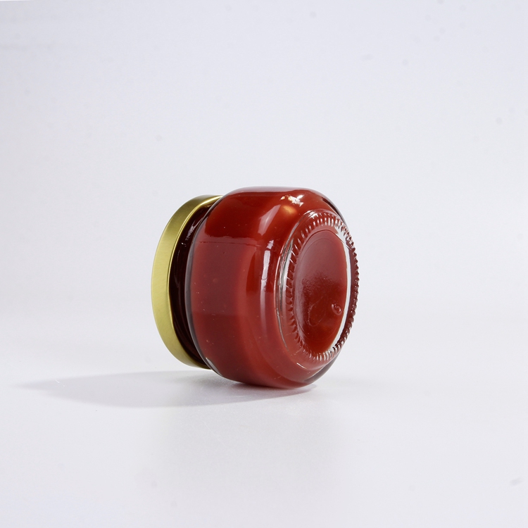 Wholesale Custom Small Round 50 80ml 100ml 250ml wide Mouth Glass Jars Mini Cream BottlesTomato Sauce Caviar Ketchup Sealed Jars