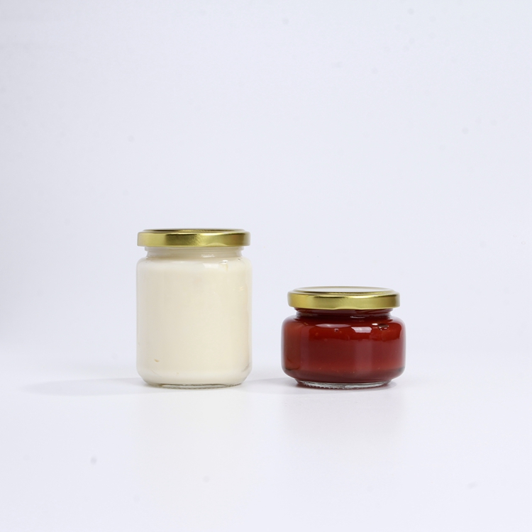 Wholesale Custom Small Round 50 80ml 100ml 250ml wide Mouth Glass Jars Mini Cream BottlesTomato Sauce Caviar Ketchup Sealed Jars