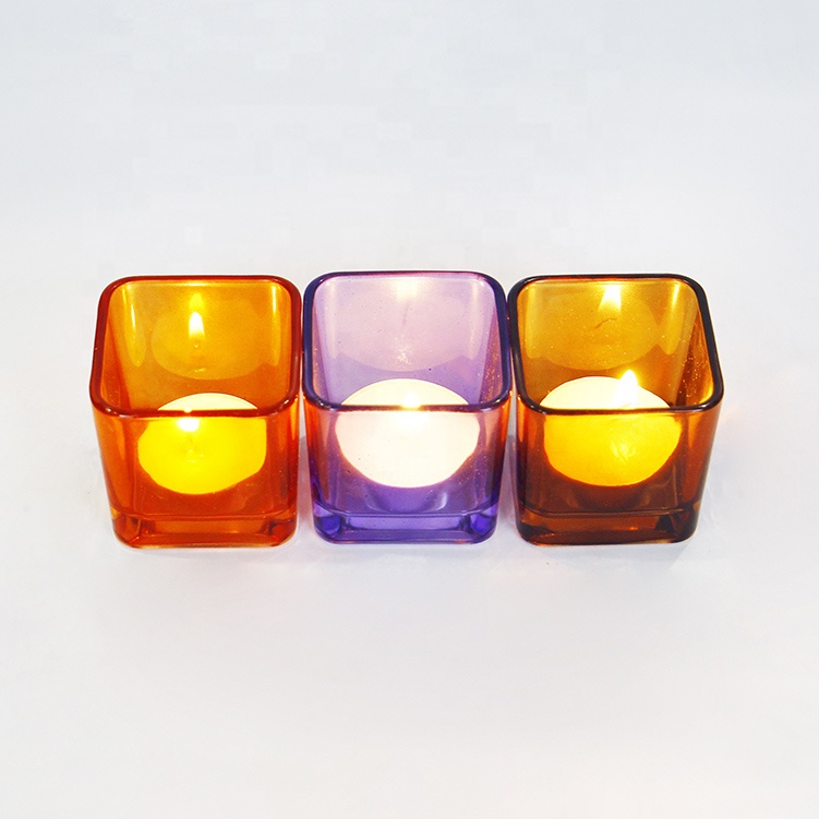 Wholesale Custom Square Shape 50ml 10ml Colourful Cosmetic Candle Jars Open Mouth Colour Spray Design Available