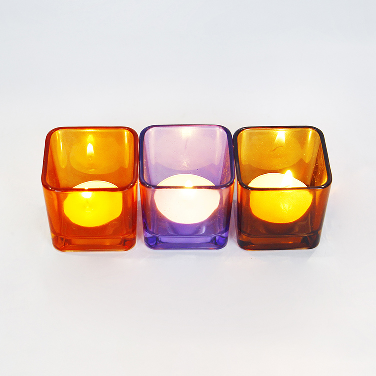 Wholesale Custom Square Shape 50ml 10ml Colourful Cosmetic Candle Jars Open Mouth Colour Spray Design Available