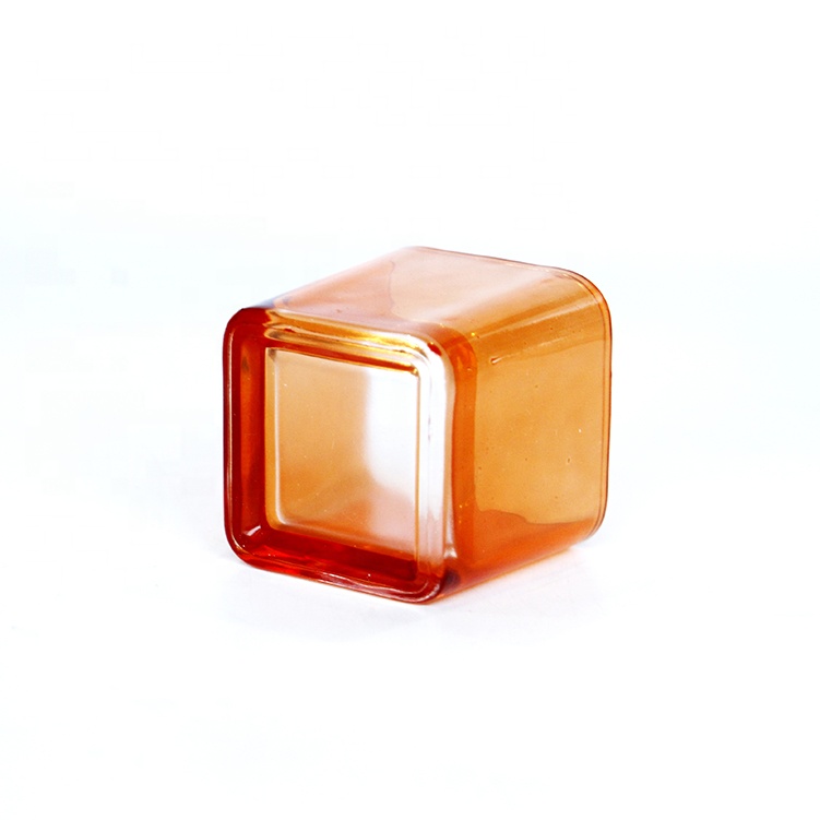 Wholesale Custom Square Shape 50ml 10ml Colourful Cosmetic Candle Jars Open Mouth Colour Spray Design Available