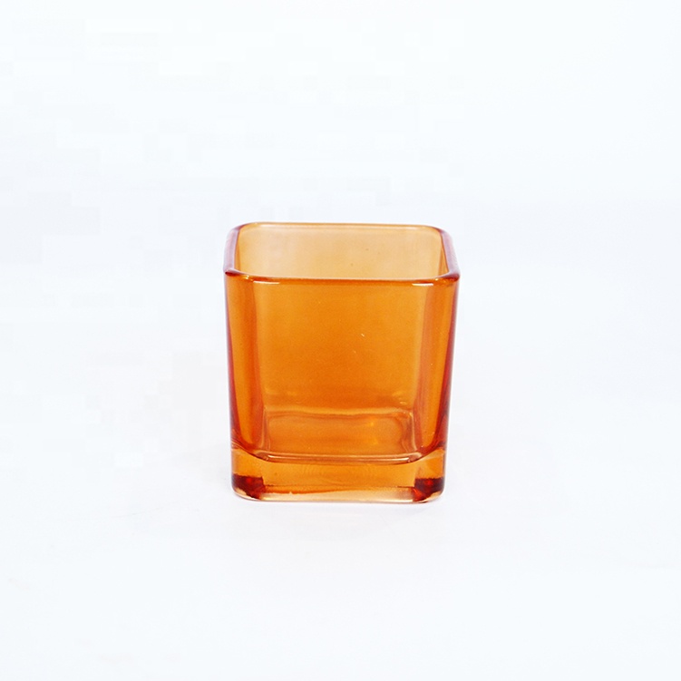 Wholesale Custom Square Shape 50ml 10ml Colourful Cosmetic Candle Jars Open Mouth Colour Spray Design Available