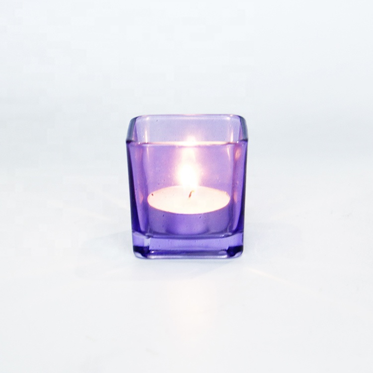 Wholesale Custom Square Shape 50ml 10ml Colourful Cosmetic Candle Jars Open Mouth Colour Spray Design Available