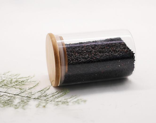 Wholesale Custom Storage High Borosilicate Glass Jars With Bamboo Wood Lids Clear Sealed Glass Containers Pantry Food Canister