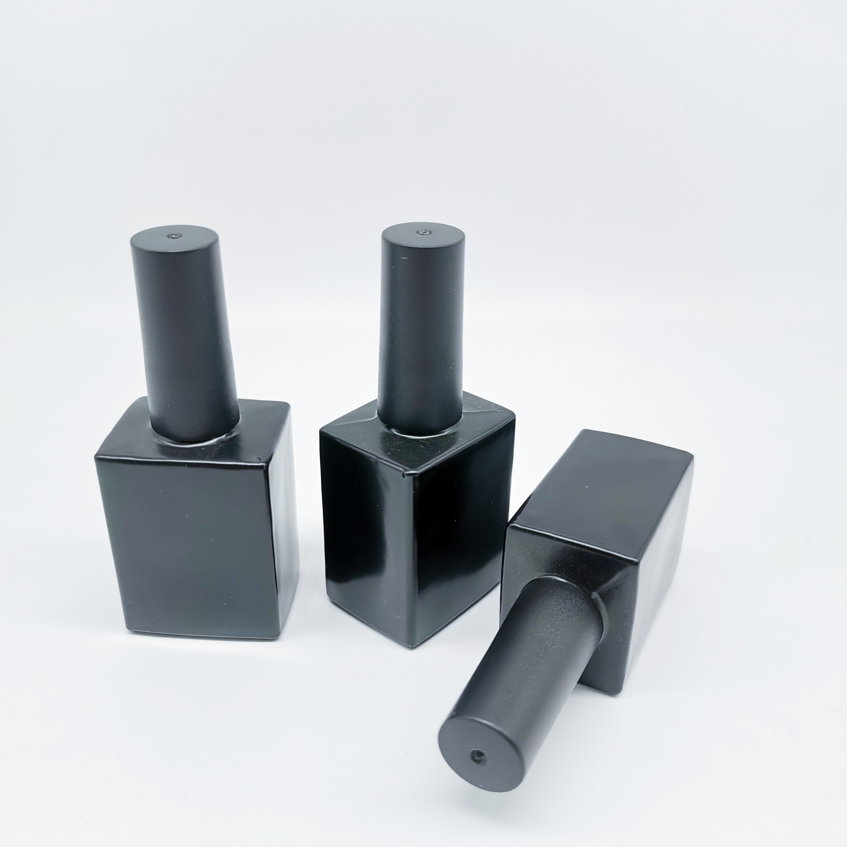Wholesale Custom UV Polish Gel Empty Black Square Nail Polish Bottle rectangle With Brush