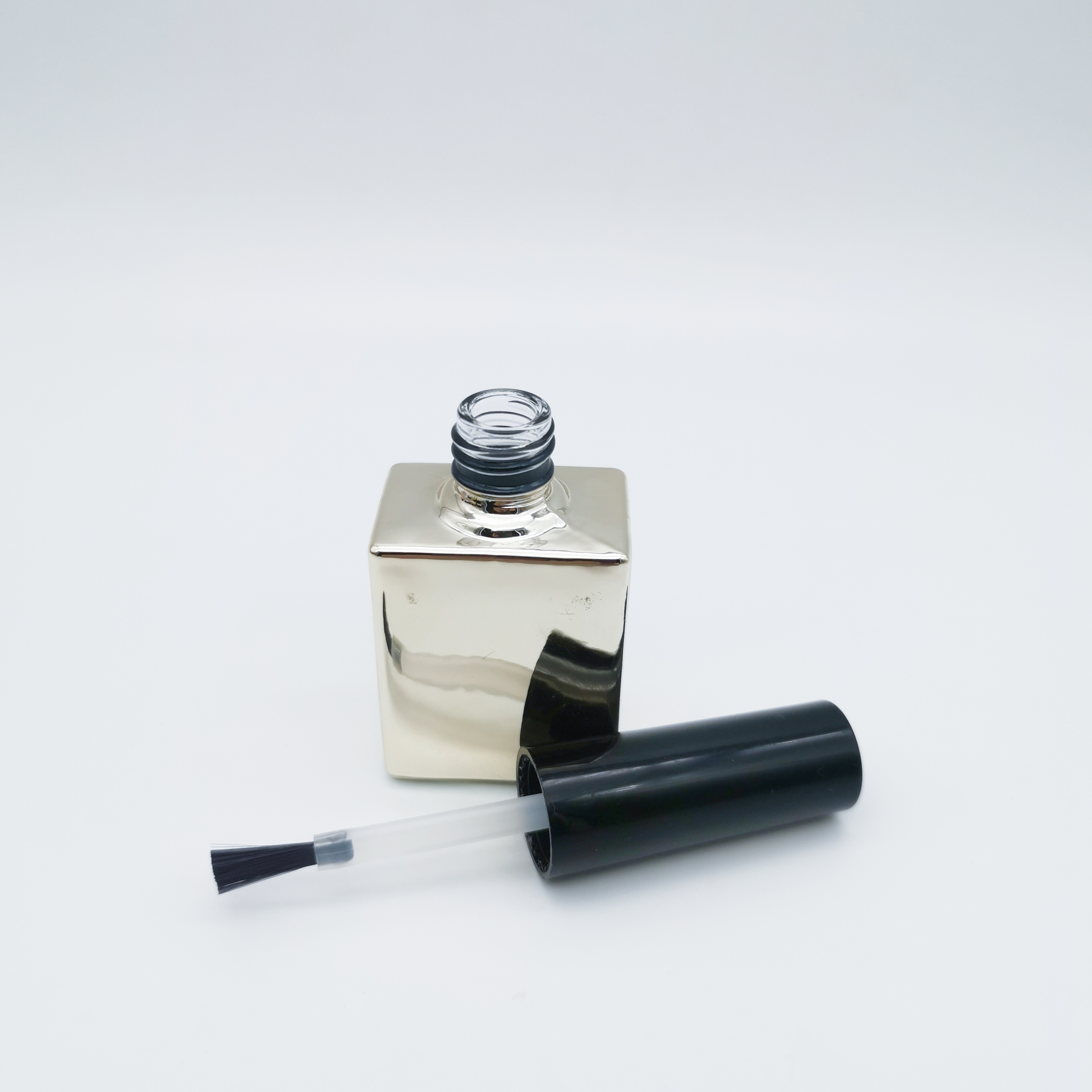 Wholesale Custom UV Polish Gel Empty Black Square Nail Polish Bottle rectangle With Brush