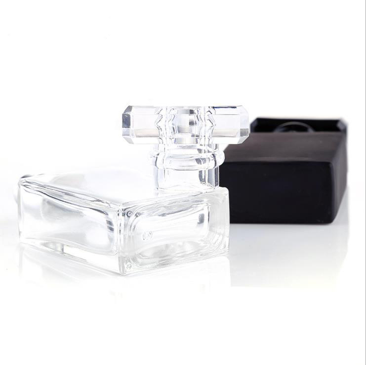 Wholesale Customer Label Perfume Bottle Empty Flacon Frosted Glass China 30 Ml 50 Ml Clear Black