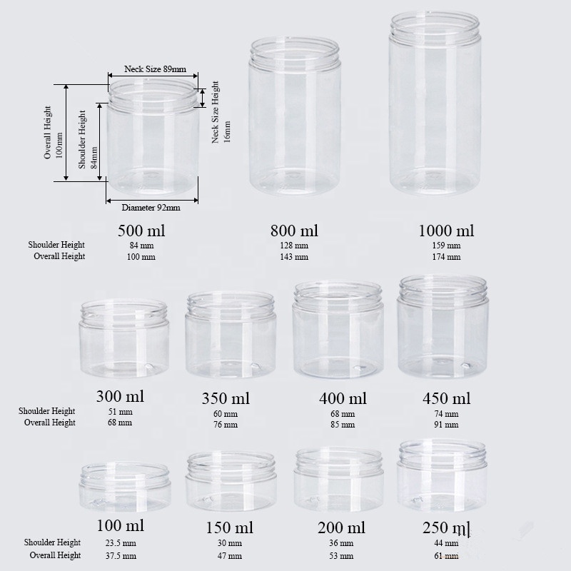 Wholesale Customize 100ml 120ml 150Mml 200ml 250ml 500ml Transparent PET plastic can matte cosmetics jars