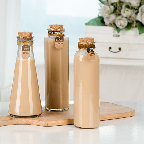 Wholesale Customize 300ml 500ml Glass Coffee Juice Milk Bottles With Cap