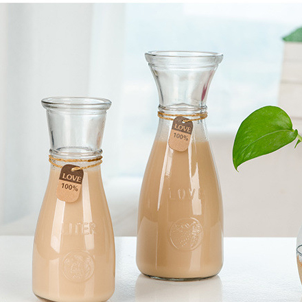 Wholesale Customize 300ml 500ml Glass Coffee Juice Milk Bottles With Cap