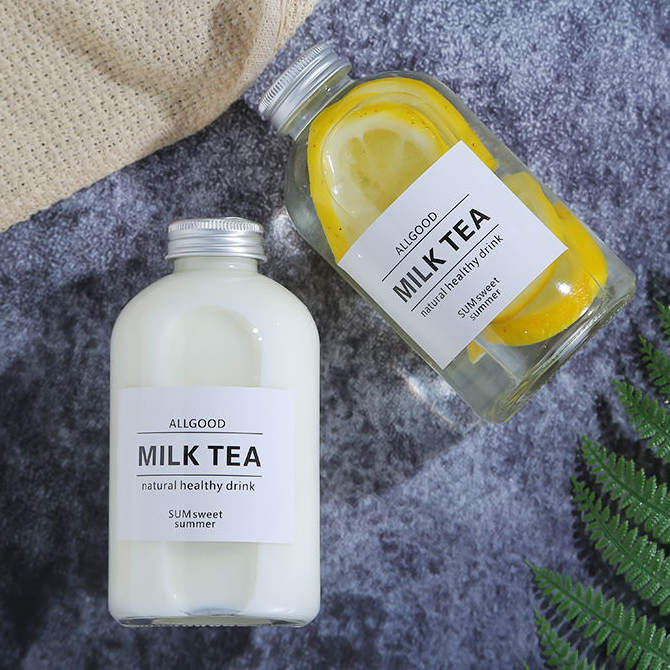 Wholesale Customize 300ml 500ml Glass Coffee Juice Milk Bottles With Cap