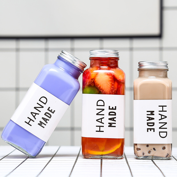 Wholesale Customize 300ml 500ml Glass Coffee Juice Milk Bottles With Cap