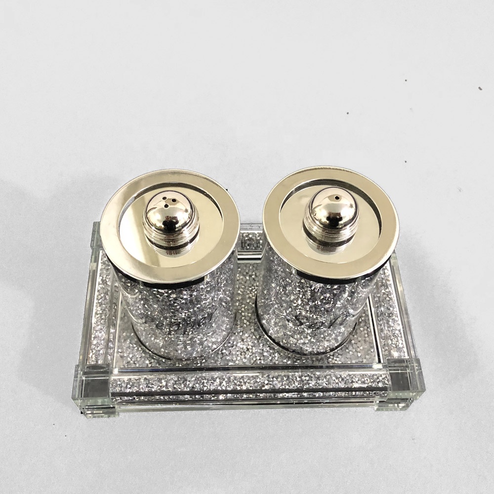 Wholesale Customize Spice Storage Jar Pepper Spice crushed diamond Kitchen With glass tray