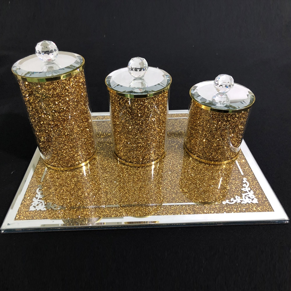 Wholesale Customize Spice Storage Jar Pepper Spice crushed diamond Kitchen With glass tray