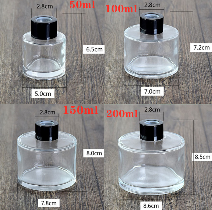 Wholesale Customized 100ml 200ml Clear Empty Luxury Aroma Reed Oil Perfume Diffuser Bottle Glass with gift box