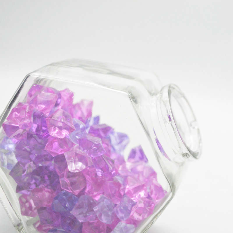 Wholesale Customized 230ml Empty Clear Hexagonal Honey Jar Glass with Wooden Lid and Dipper