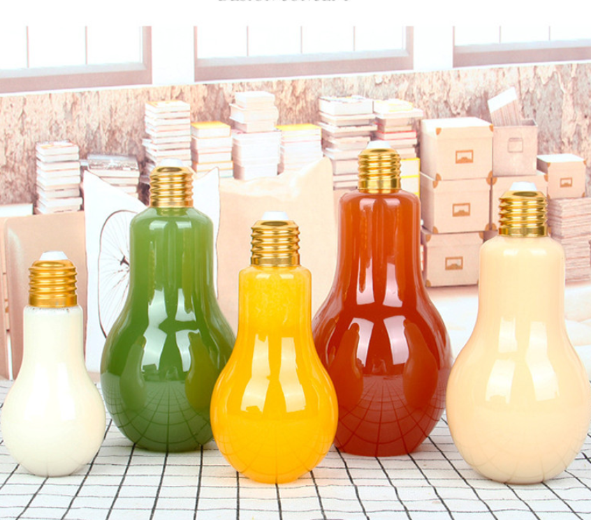 Wholesale Customized 360ml Clear Unique Machine Pressed Reusable Juice Water Beverage Light Bulb Drinking Glass With Straw