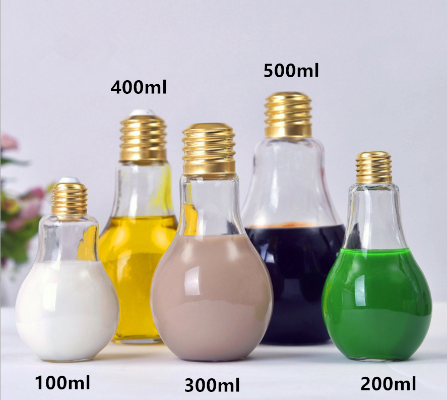 Wholesale Customized 360ml Clear Unique Machine Pressed Reusable Juice Water Beverage Light Bulb Drinking Glass With Straw