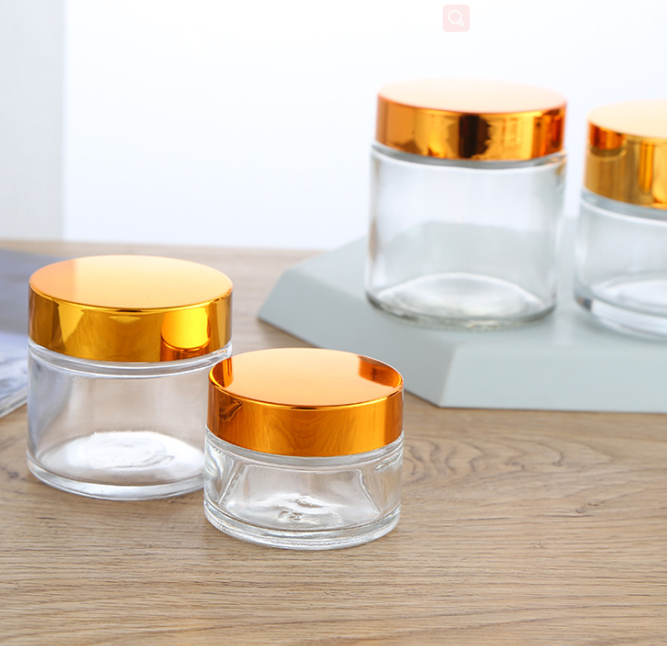 Wholesale Customized 4OZ Square Luxury Spray Frosted Empty Amber Gold Glass Cosmetics Jars For Cream Lotion
