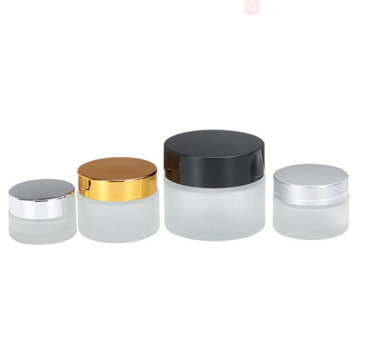 Wholesale Customized 4OZ Square Luxury Spray Frosted Empty Amber Gold Glass Cosmetics Jars For Cream Lotion