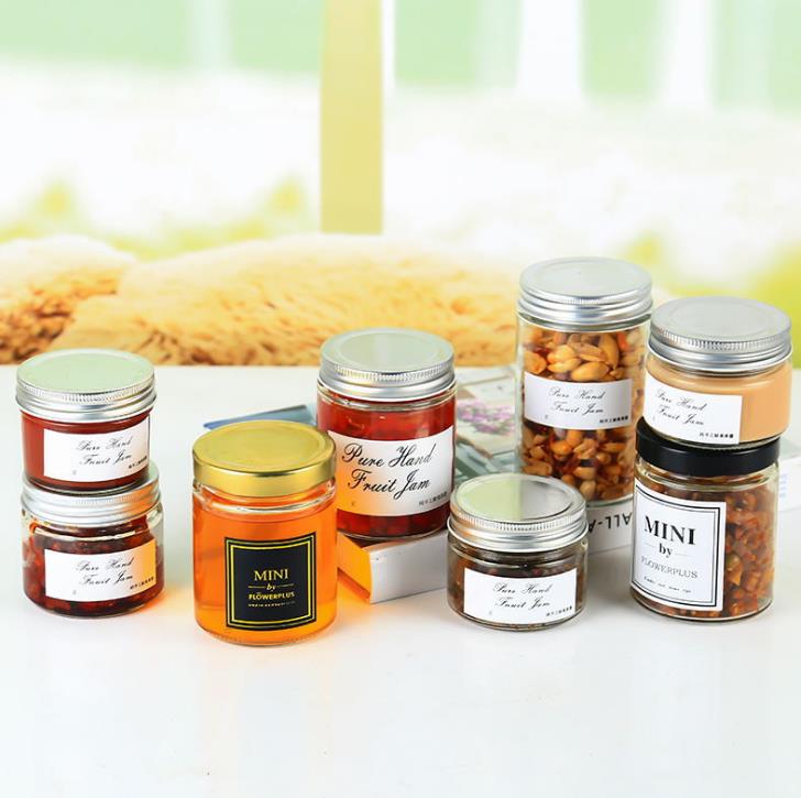 Wholesale Customized Glass Round Jam Honey Candy Nuts Food Jars With Aluminum Cap