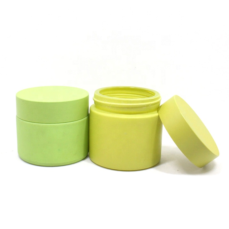 Wholesale Customized Green Cosmetic Packaging 50g Cream Glass Jar With Green Lid