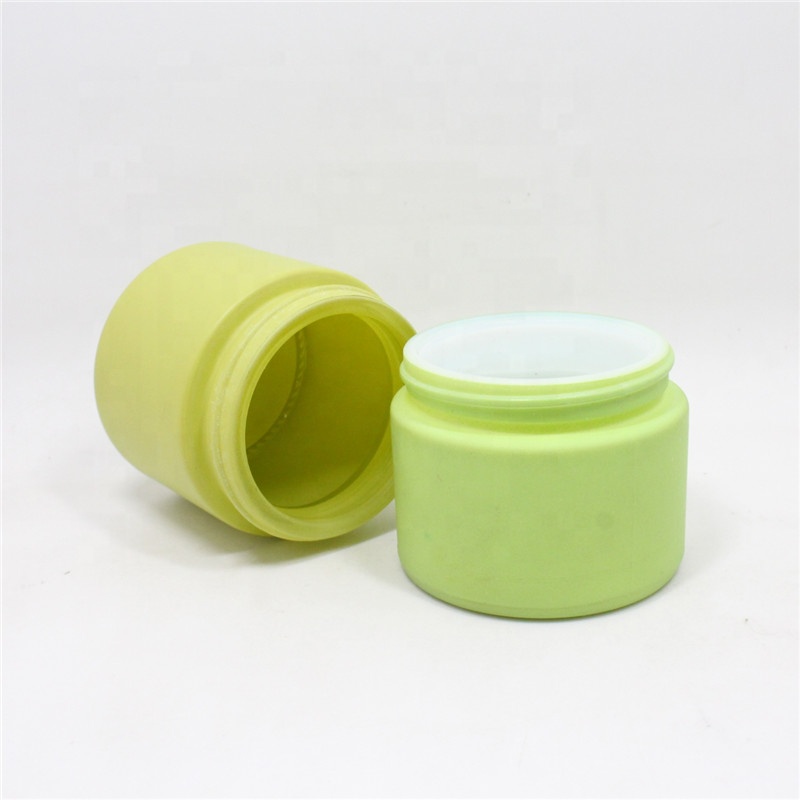 Wholesale Customized Green Cosmetic Packaging 50g Cream Glass Jar With Green Lid