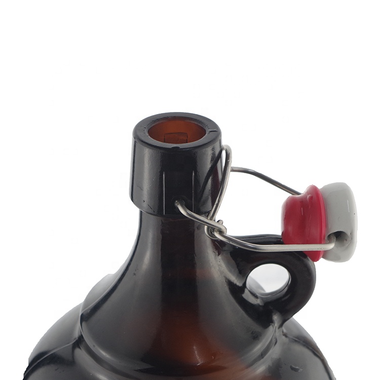 Wholesale Customized Logo 32oz Amber Glass Beer Growler Jug With with Card Buckle