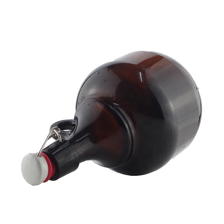 Wholesale Customized Logo 32oz Amber Glass Beer Growler Jug With with Card Buckle