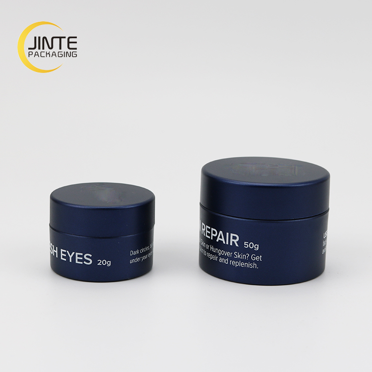 Wholesale Customized Matte Blue color PETG thick walled Plastic body cream jars cosmetic for Men products