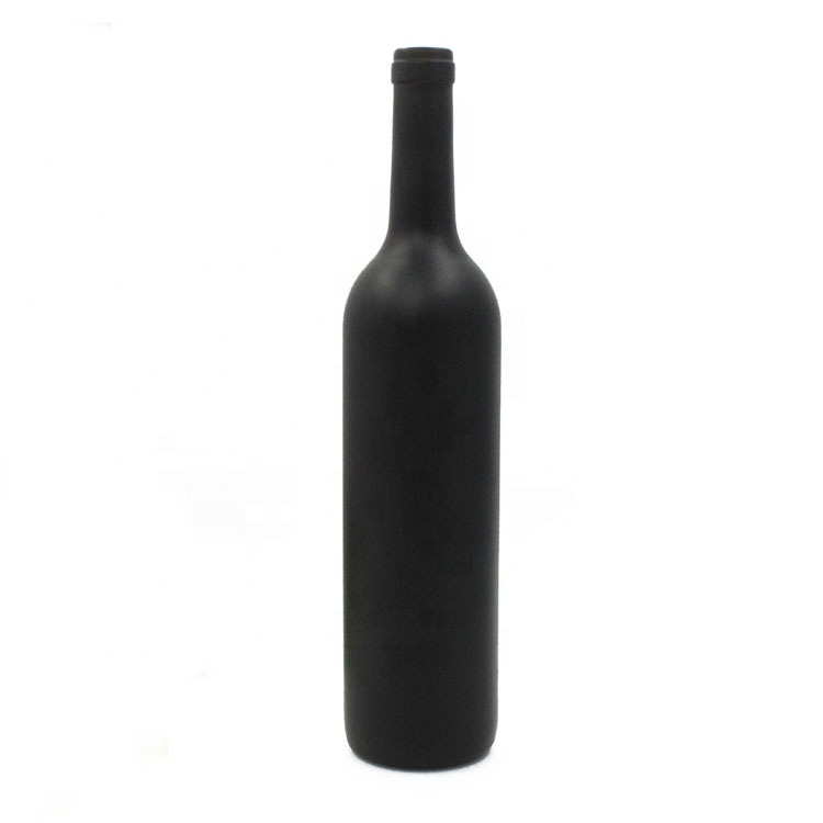 Wholesale Customized Printing 500ml 750ml Bordeaux Matt Black Red Wine Glass Bottles