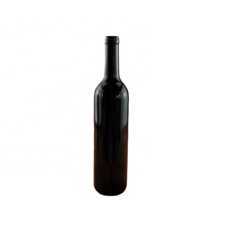 Wholesale Customized Printing 500ml 750ml Bordeaux Matt Black Red Wine Glass Bottles