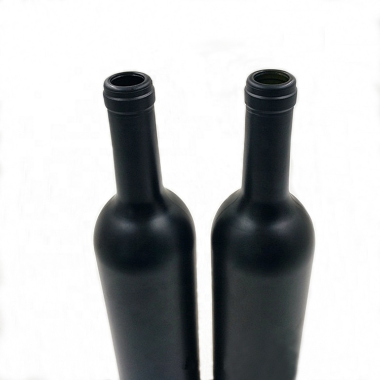 Wholesale Customized Printing 500ml 750ml Bordeaux Matt Black Red Wine Glass Bottles