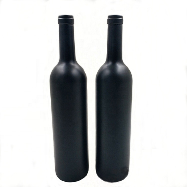 Wholesale Customized Printing 500ml 750ml Bordeaux Matt Black Red Wine Glass Bottles