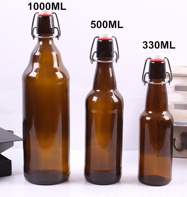 Wholesale Customized Recycled Clear Round Classic Swing Top Glass Bottle 1L with Clip Top Stoppers