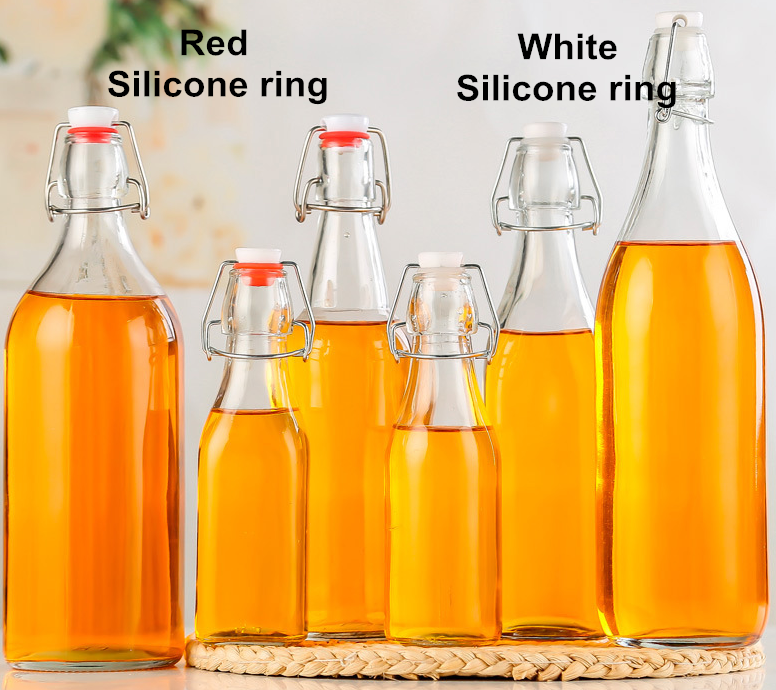 Wholesale Customized Recycled Clear Round Classic Swing Top Glass Bottle 1L with Clip Top Stoppers