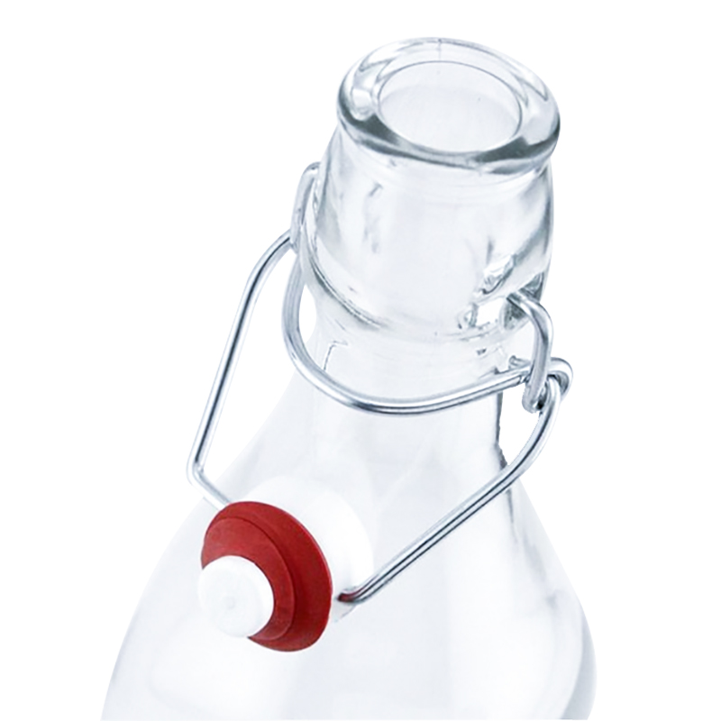Wholesale Customized Recycled Clear Round Classic Swing Top Glass Bottle 330ml 500ml 750ml 1L with Clip Top Stoppers