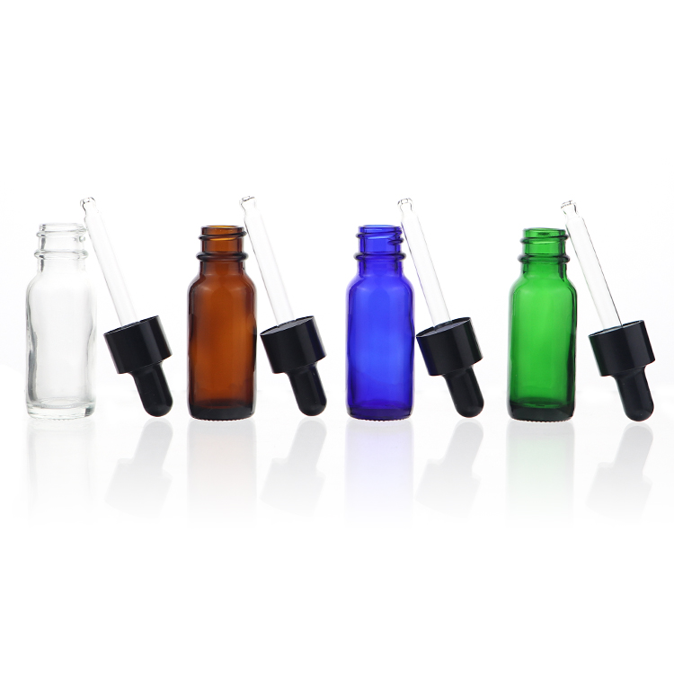 Wholesale Customized Serum Amber Clear Boston Round 0.5oz 1oz 2oz 4oz Dropper Bottle
