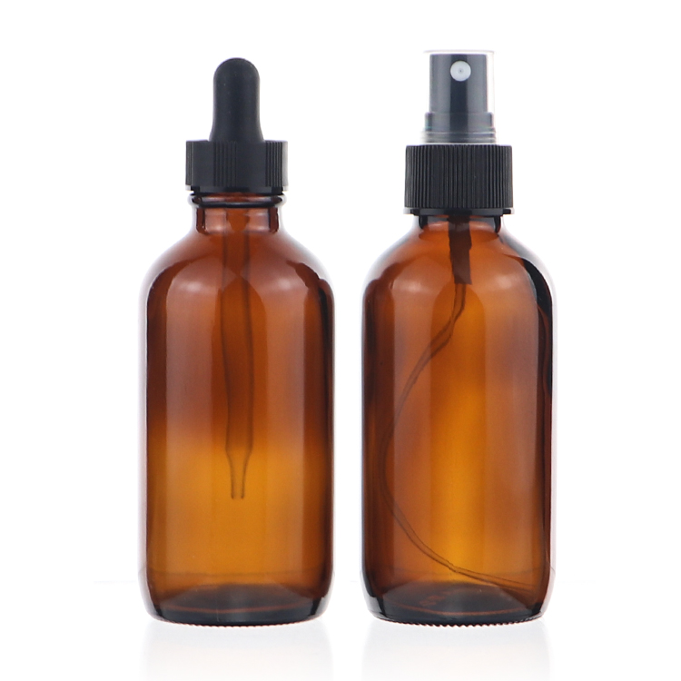 Wholesale Customized Serum Amber Clear Boston Round 0.5oz 1oz 2oz 4oz Dropper Bottle