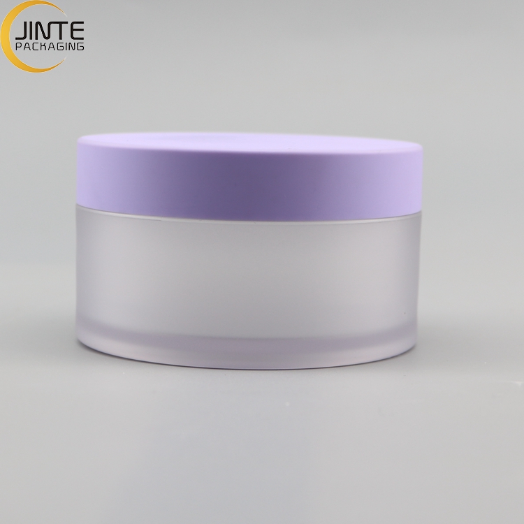 Wholesale Design Cosmetic packaging Container 1oz 2oz 4oz 200g PETG Thick wall Frosted jar with Custom Purple lids for Lip Scrub