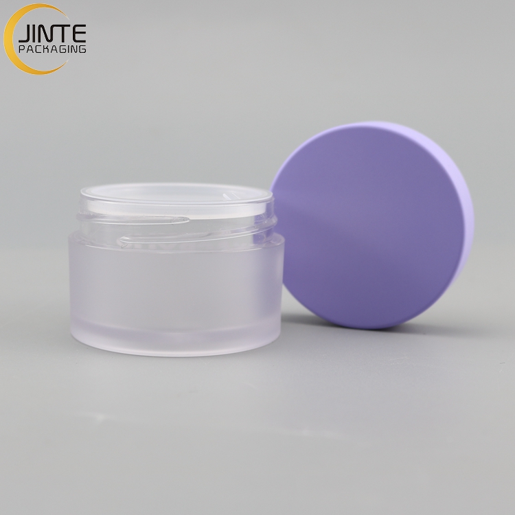 Wholesale Design Cosmetic packaging Container 1oz 2oz 4oz 200g PETG Thick wall Frosted jar with Custom Purple lids for Lip Scrub