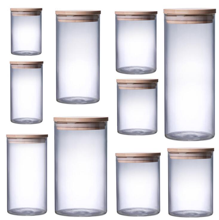 Wholesale Different Capacity Clear Glass Storage Containers Kitchen Food Canister With Bamboo Lids Cover Jars Manufacturers