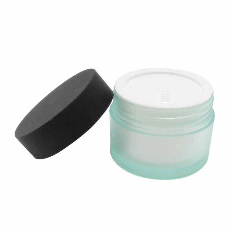 Wholesale ECO Friendly Matte Cyan 50g Cosmetic Double Wall Cream Jar Skincare Packaging Container