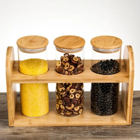 Wholesale Eco Friendly Material Heat-resisting High Borosilicate Glass Jar With Bamboo Lid