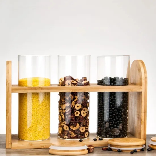 Wholesale Eco Friendly Material Heat-resisting High Borosilicate Glass Jar With Bamboo Lid
