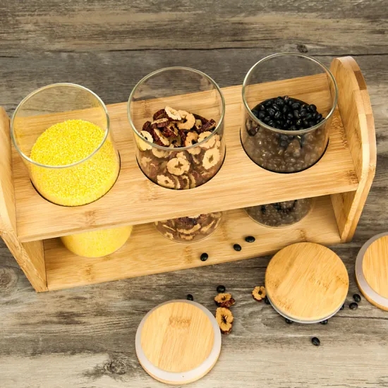 Wholesale Eco Friendly Material Heat-resisting High Borosilicate Glass Jar With Bamboo Lid