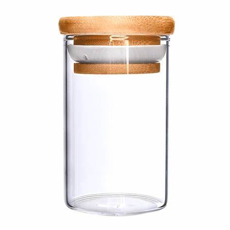 Wholesale Eco Friendly Thick Borosilicate Large Glass Food Storage Jar Container Jar With Cork Bamboo Lid